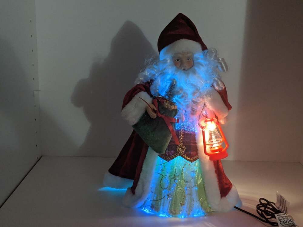 Fiber Optic Santa Tree Topper Electric WORKS 14" Tall 10" Wide
